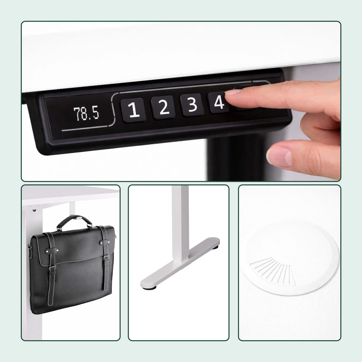 Zit sta bureau - 120 x 60 cm - hoogte verstelbaar - wit thumbnail 6