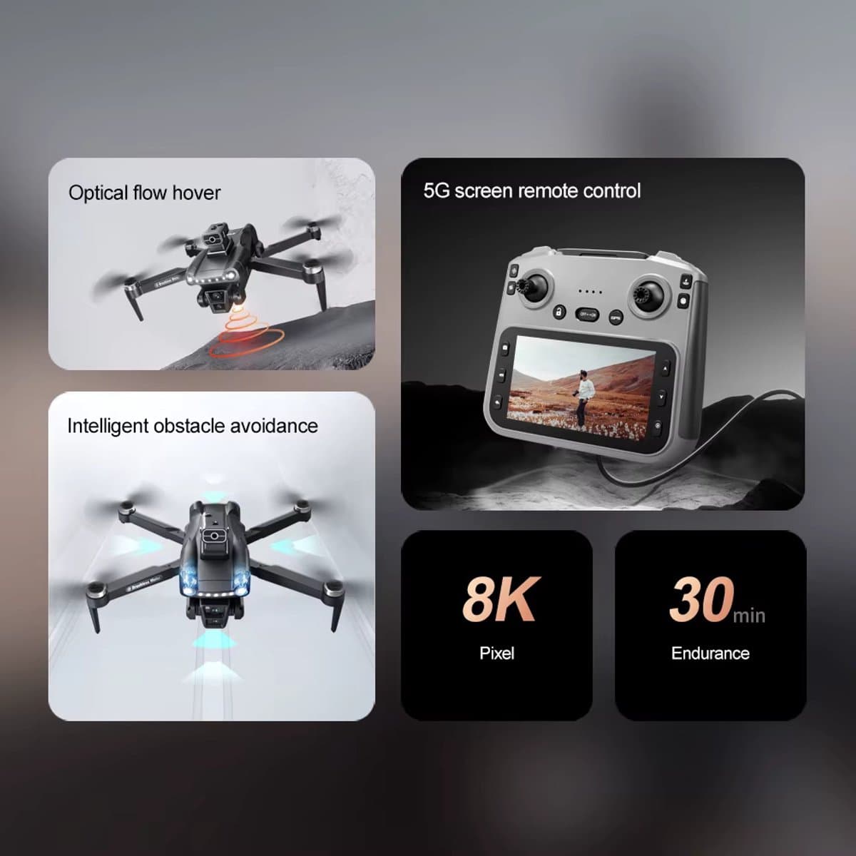 V168 Drone - Pro Max - 8K - 5G - Gps - Professionele - Hd Luchtfotografie - Dual-Camera - 2x 25 minuten vliegtijd - 1 KM bereik - 5GHz Wifi FPV -1 click return- GPS - 8K camera's - 2 batterijen - Zonder Vliegbewijs - Controller Met Groot Scherm thumbnail 7