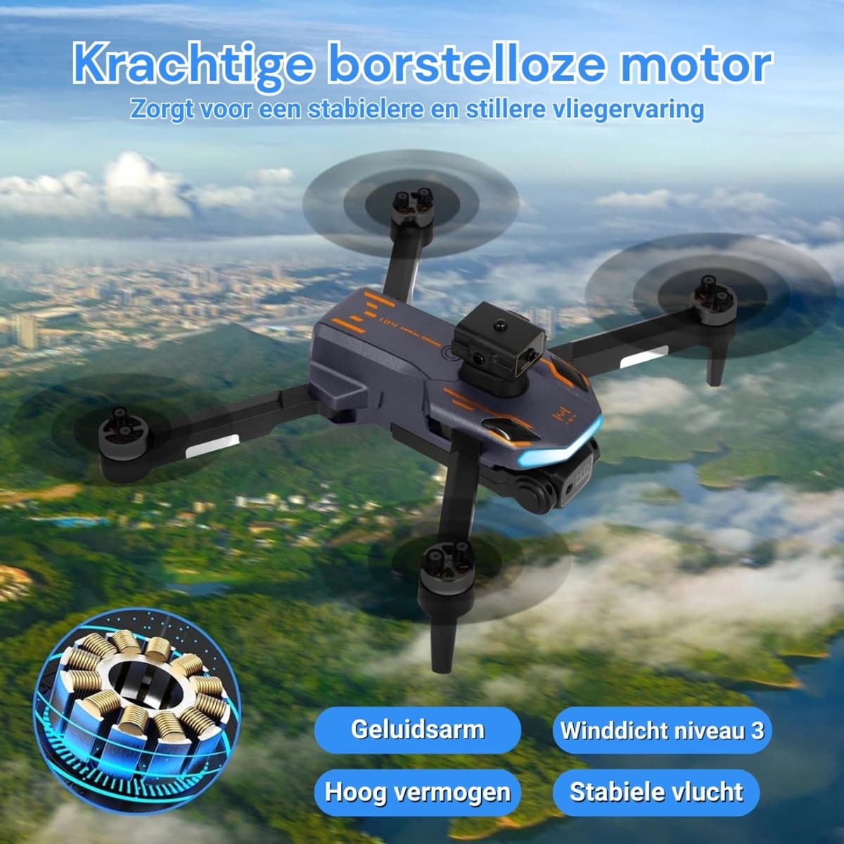 Drone met Camera Opvouwbare Quadcopter met LCD Afstandsbediening - Drone voor Kinderen en Volwassenen met One Key Start en 360° Flips - Drone voor Buiten incl. Draagtas voor Buitengebruik thumbnail 3