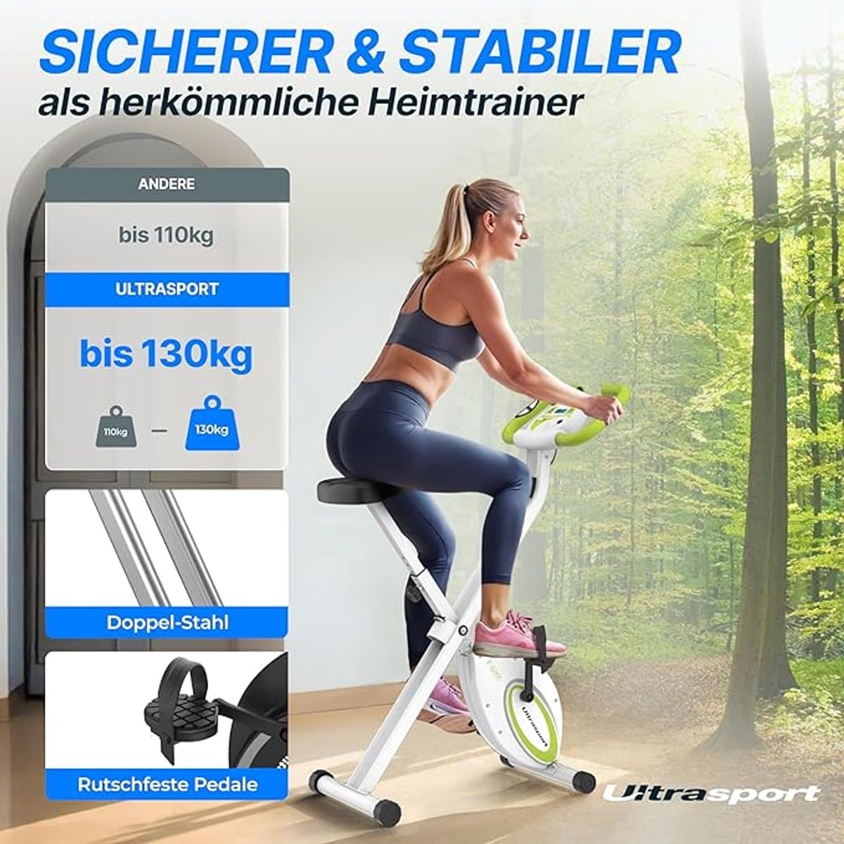 Hometrainer / Indoorfiets F-Bike Pro – Opvouwbare Fitnessbike met Magnetische Weerstand, LCD-Display, Hartslagmeter, Calorie- en Snelheidsmonitor – Geschikt tot 130 kg – Designbest thumbnail 8