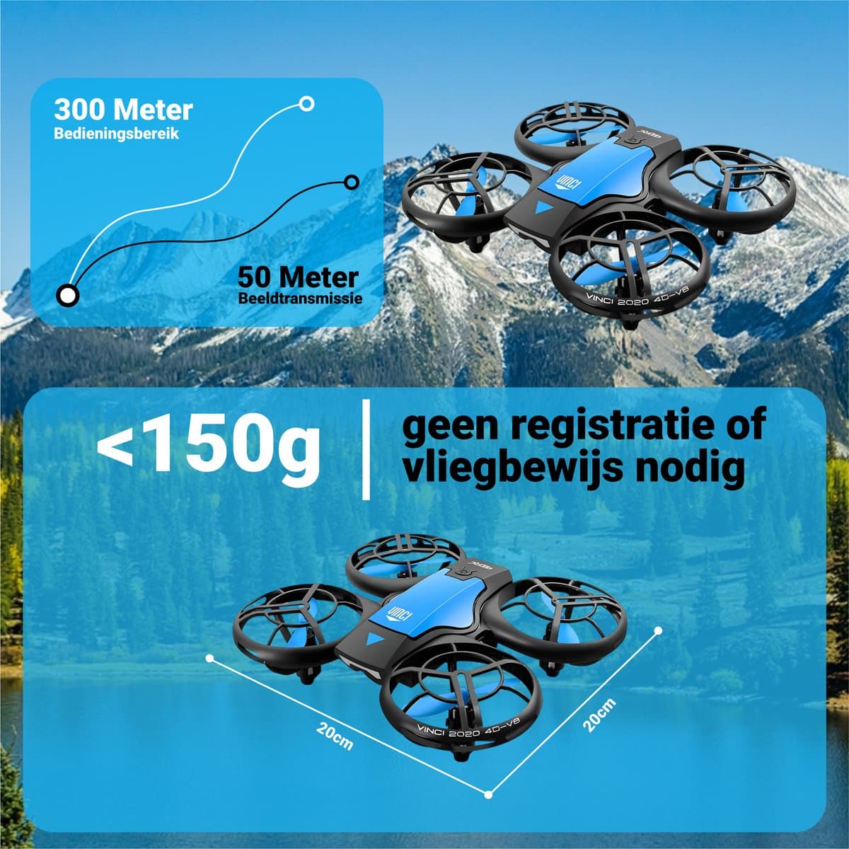 HAWX Drone - Drone met 4K Camera - Mini drone - Voor Kinderen/Volwassenen - Drones - Tot 90 Minuten Vliegen - Incl. 3 Batterijen, Opbergtas, Landing Pad thumbnail 2