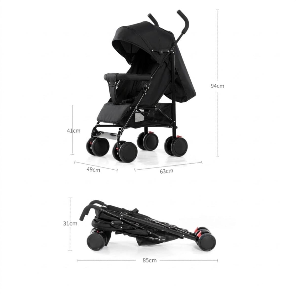 Livista Lichtgewicht Kinderwagen Buggy – Verstelbare Rugleuning 95°-175° – Compact en Comfortabel – 6-36 Maanden – Max. 15 kg– Zwart thumbnail 4