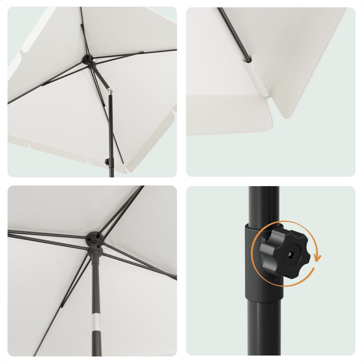 LifeGoods Parasol - Tuin - Balkonparasol - 200x125cm - 30° Kantelbaar - Waterdicht - UPF50+ - Crème thumbnail 6