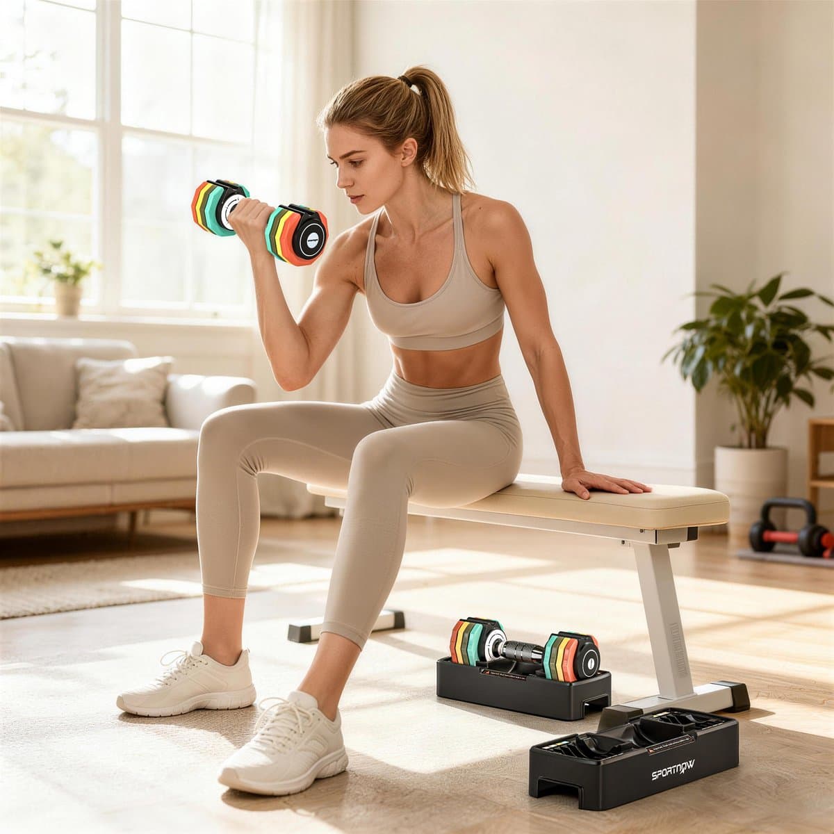 Sportnow Dumbbell Set-Gesmeed staal-28L x 10,6B x 10,4H cm-Veelkleurig thumbnail 3