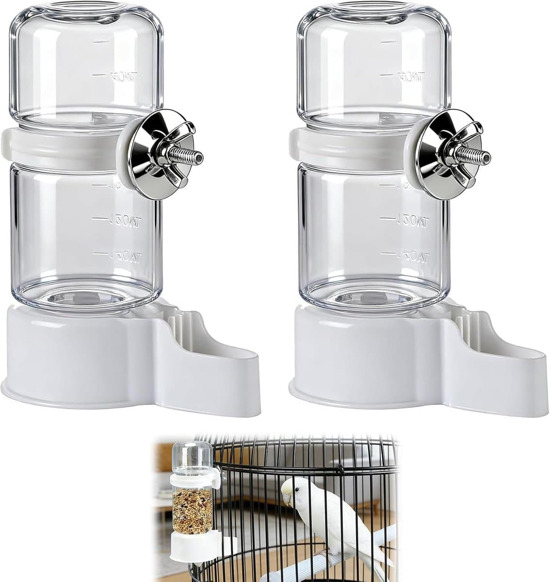 Dailygoods- Vogelwaterdispenser Set van 2 - Automatische Vogeldrinkkooi - 140 ml Inhoud - Hygiënisch en Lekvrij - Eenvoudige Montage - Betrouwbare Watervoorziening - Vogeldrinkbak thumbnail 7