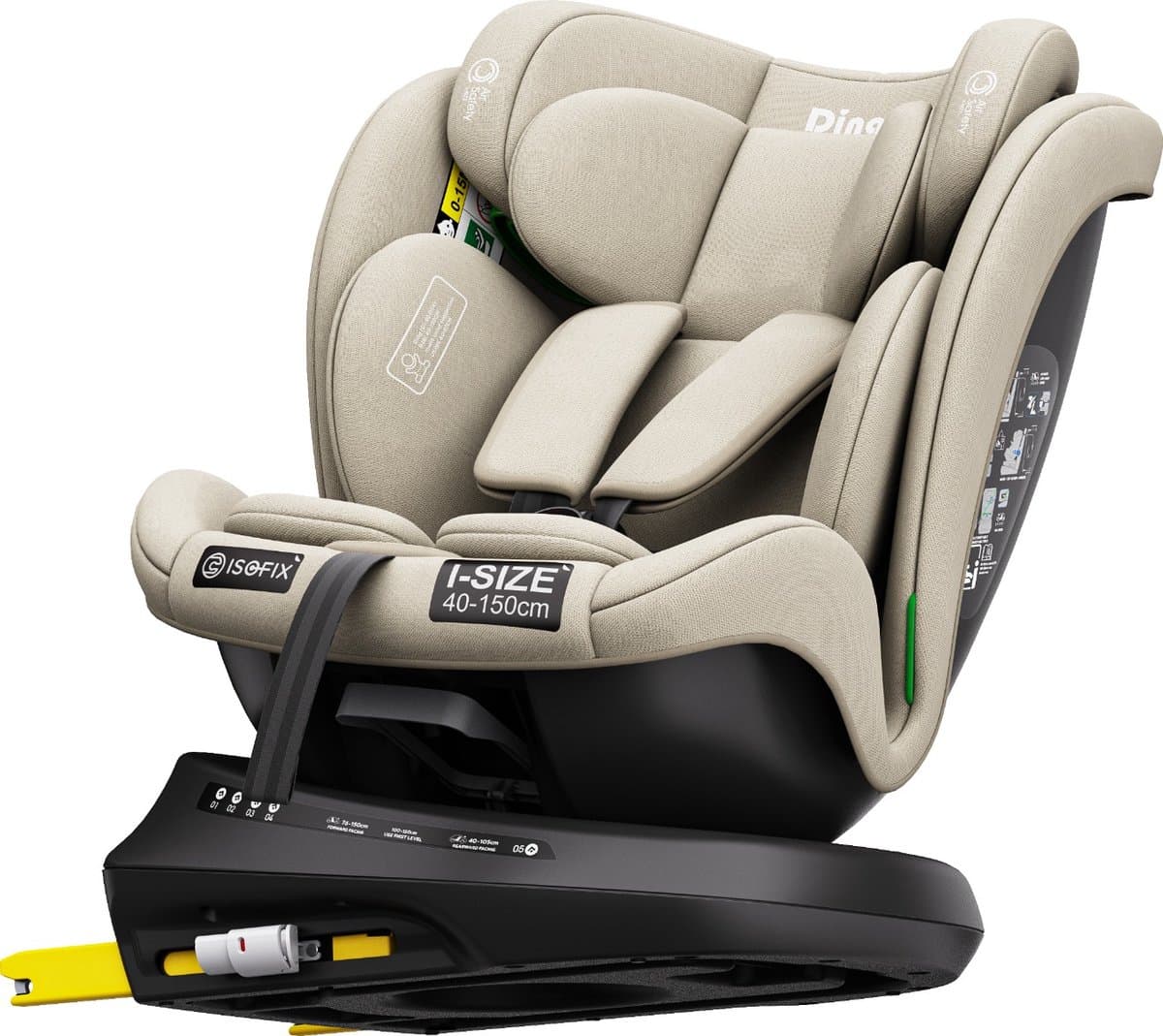 Ding Aiden Autostoel - Beige - 360° Draaibare Isofix Autostoel - i-Size - Vanaf 40 tot 150cm - 0 tot 12 jaar thumbnail 5