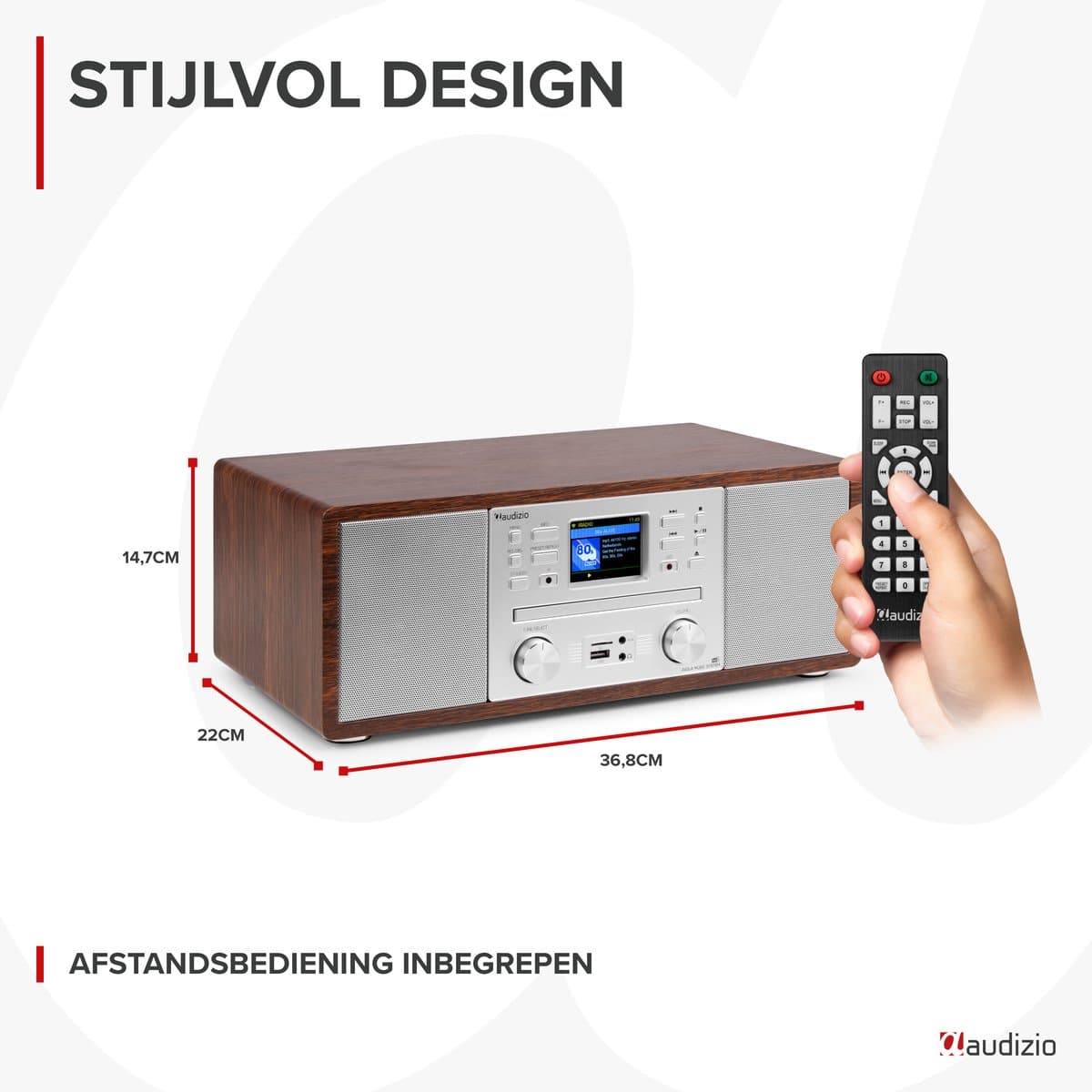 Internetradio - Audizio Avola alles-in-één radio met Bluetooth - DAB+/FM - CD speler - Zilver thumbnail 6