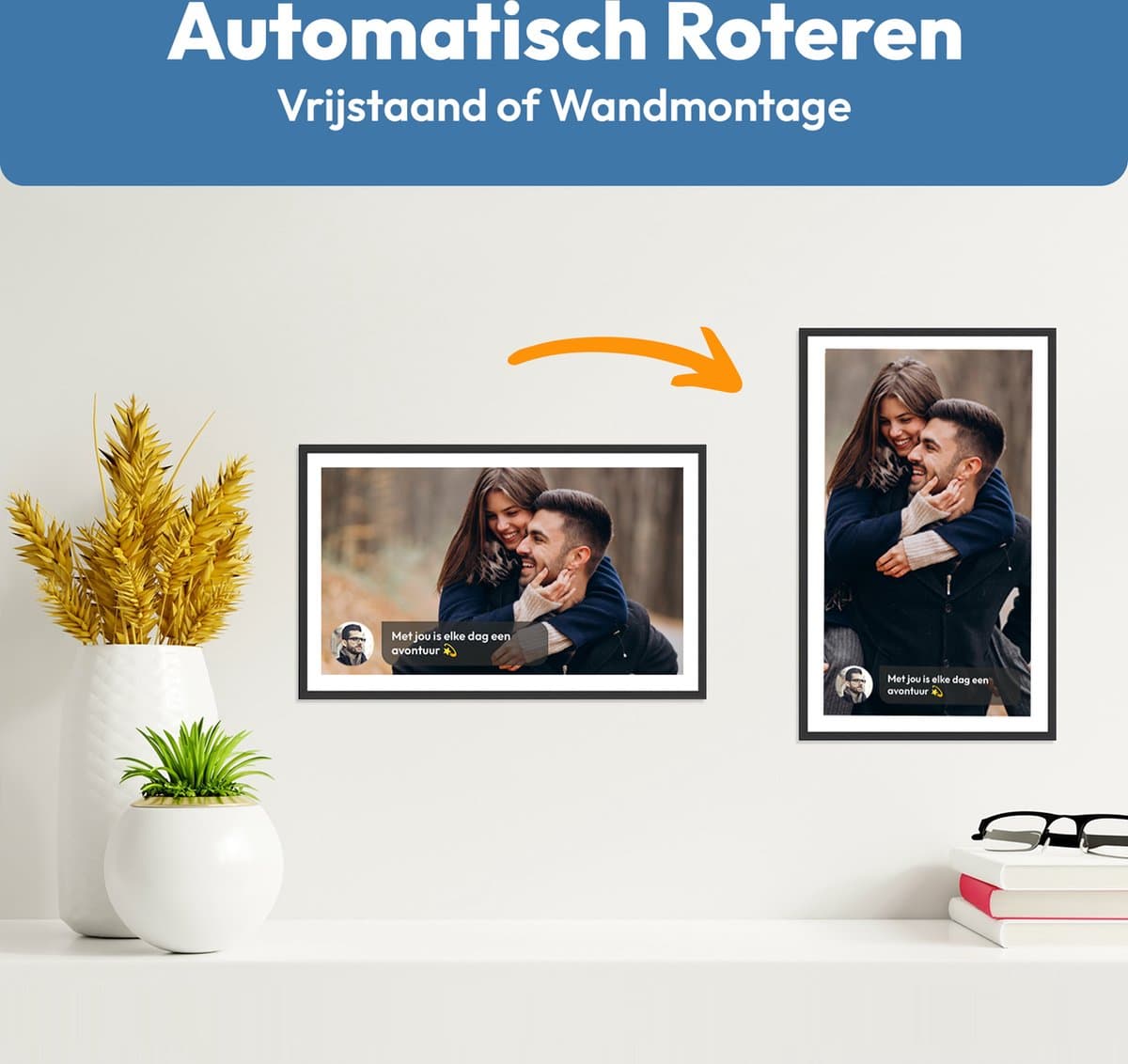 Digitale fotolijst met WiFi en Frameo App - 15.6 inch HD+ IPS Display - Fotokader met Touchscreen - 32GB - Zwart/Wit - frameo digitale fotolijst - digitale fotokader - digitaal fotolijstje thumbnail 5