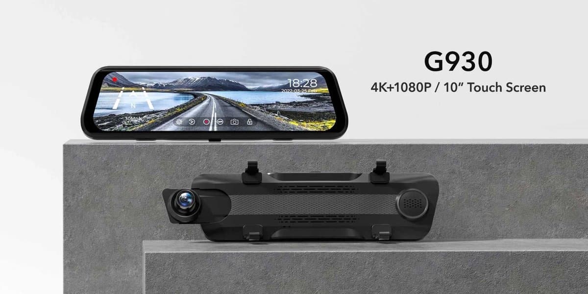 Wolfbox G930 4K Gps 64gb Mirror dashcam - Parkeermodus - 10,0 inch touchscreen Lcd - 4K + Full HD resolutie - Gps ontvanger - 64gb Micro SD kaart - Spiegel dashcam en digitale binnenspiegel thumbnail 2