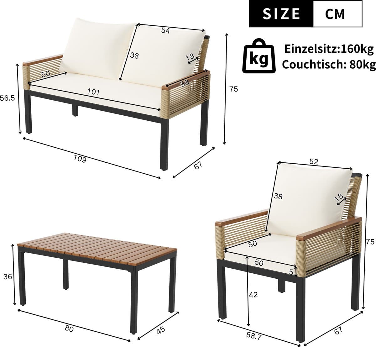 MODENUIT Tuinloungeset 4-Delig Polyrattan thumbnail 8