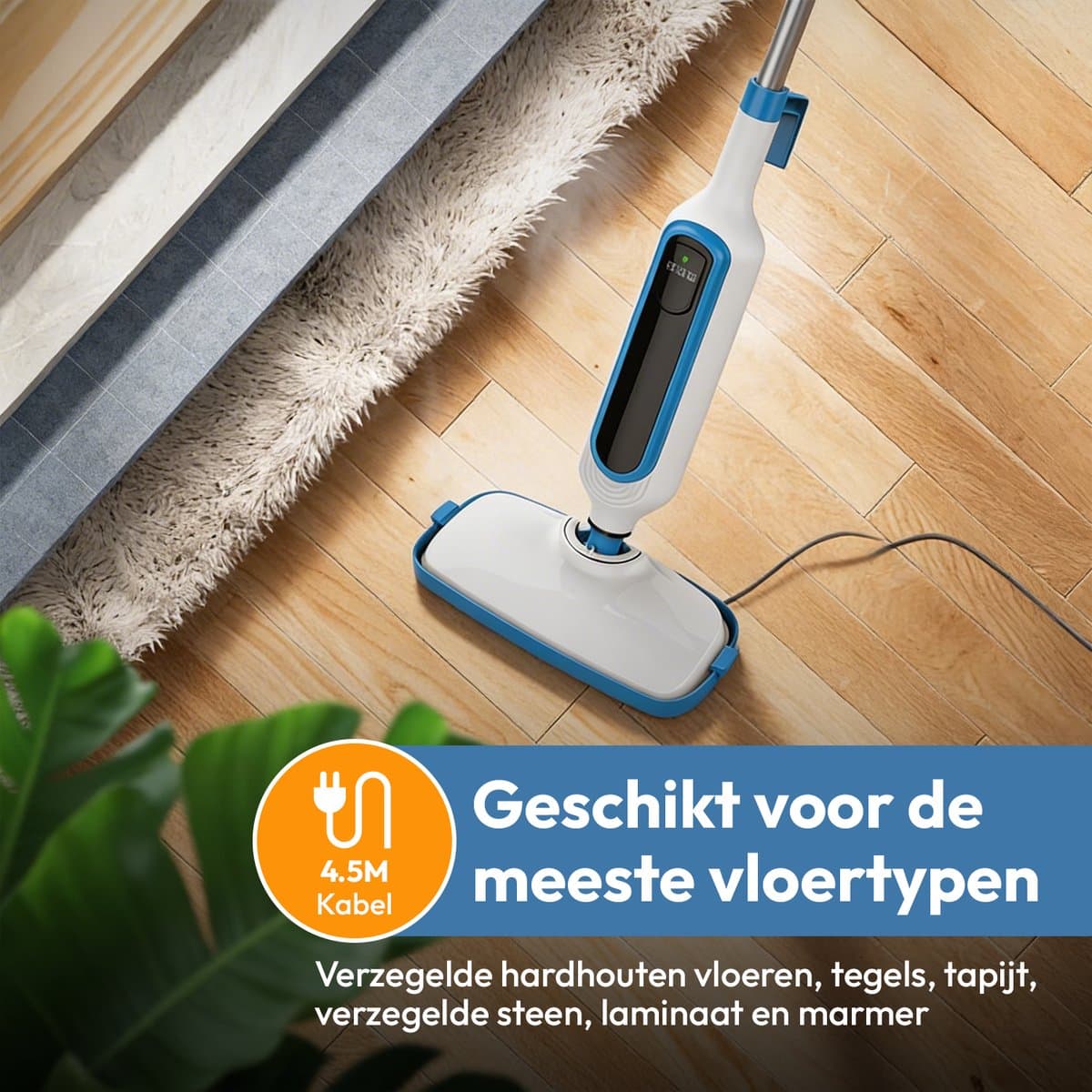 BOLLIT Hoge Druk Stoomreiniger 1300W – 15 in 1 Handstomer & Stoommop – LED Display – Vloerreiniger – Voor Vloeren, Bank, Badkamer, Ramen & Tapijt Reinigen thumbnail 3