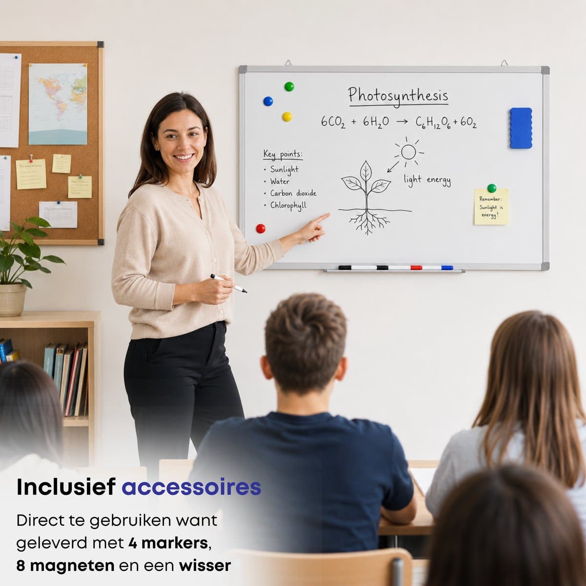 ACAZA Whiteboard - Magnetisch - 70 x 100 cm - Magneetbord - Weekplanner - Inclusief 8 Magneten, 4 Stiften, Wisser en Pennenbakje - Whiteboard Stiften - Weekplanner Whiteboard - Maandplanner - Magneten Whiteboard - Memobord thumbnail 4