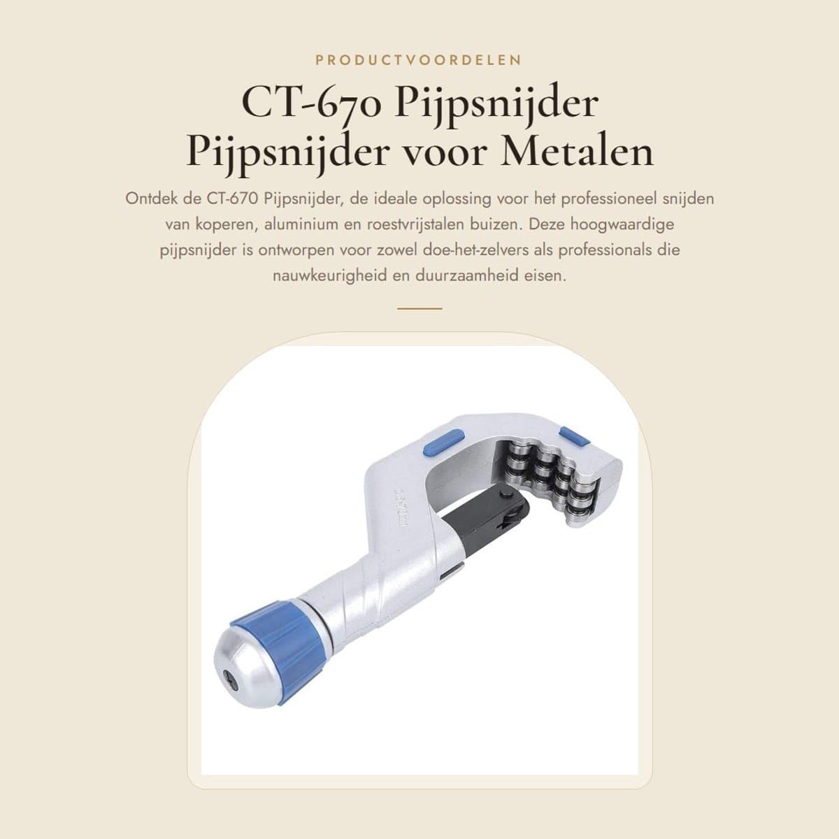 Dailygoods- Pijpsnijder RVS - Pijpsnijder voor koperen/aluminium/roestvrijstalen buizen - Diameter snijbuis 5-70 mm - Lichtgewicht 1050 g - Nauwkeurig snijden met schone incisie - Buizensnijder thumbnail 5