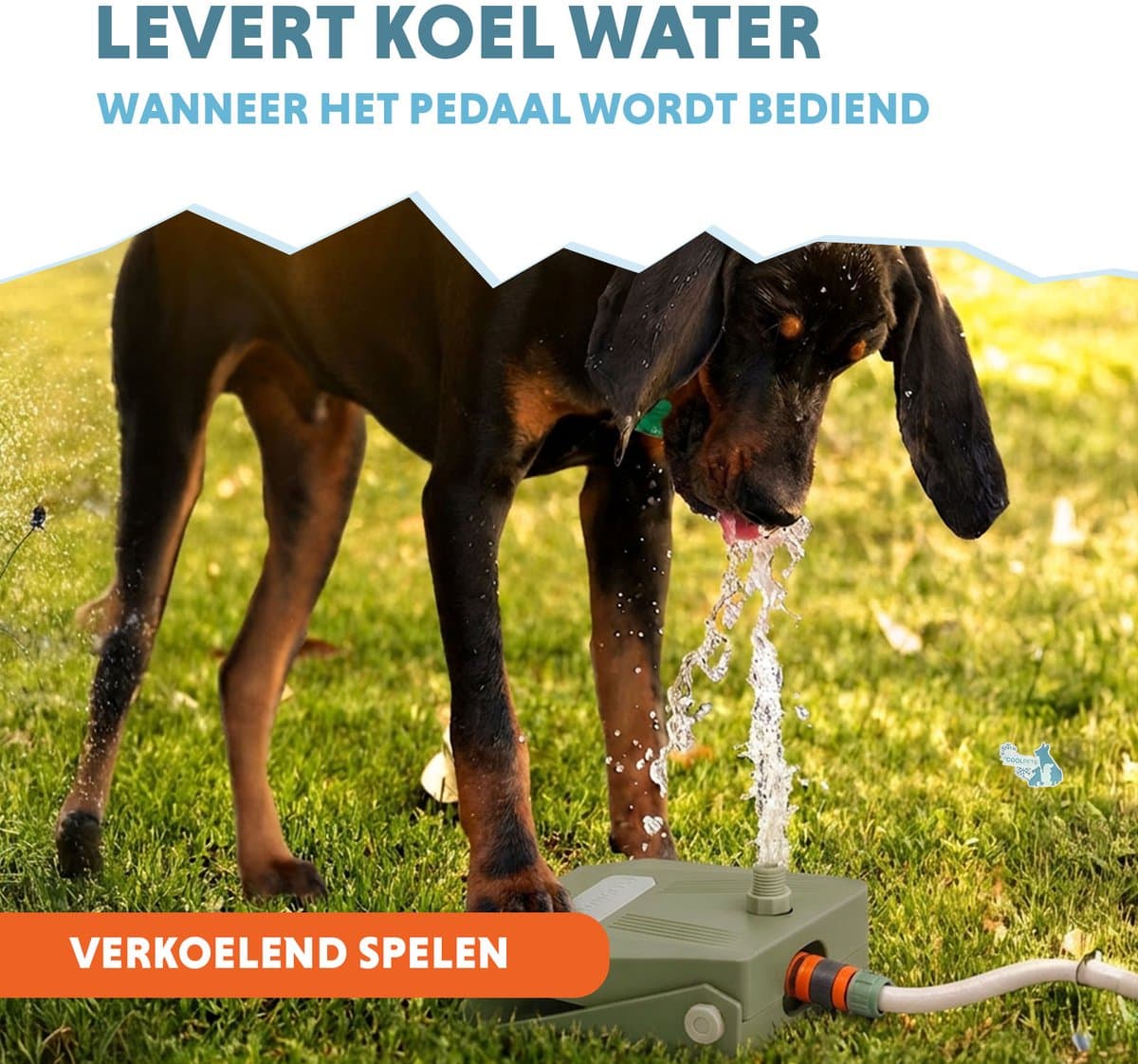 CoolPets Waterfontein Hond Tuinslang - Drinkfontein hond – Waterspeelgoed Hond - Verkoeling voor Honden - Splash Water Fountain - Olive Green thumbnail 4