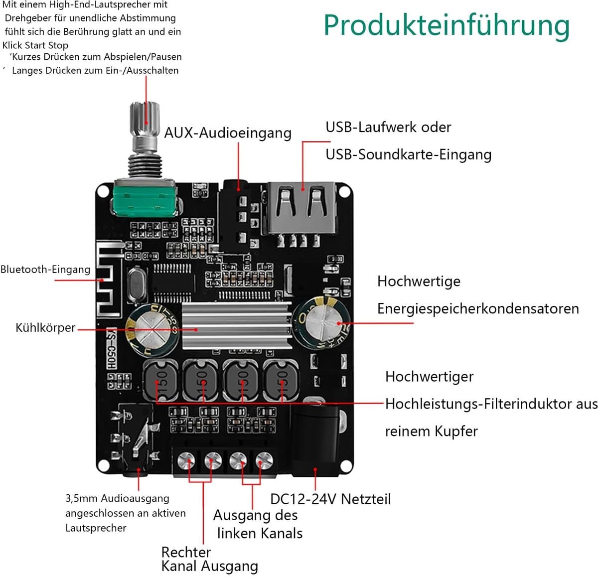 Dailygoody - Bluetooth Versterker Module - TPA3116 Hi-Fi Digitale Stereo Amplifier - Krachtige Geluidskwaliteit - Compact en Stijlvol - Ideaal voor Mu... thumbnail 4