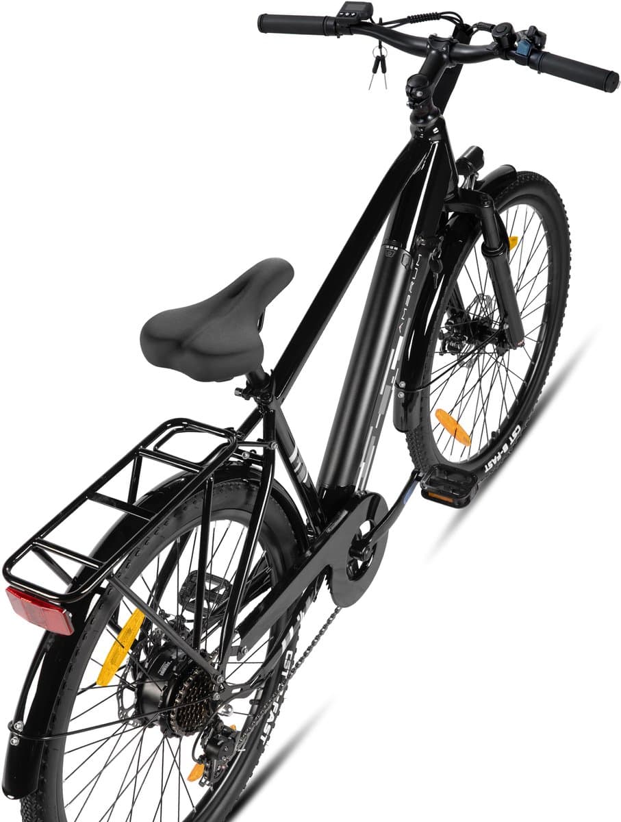 HILAND Rhythm elektrische stadsfiets - 26 inch - 250W motor - 60 km actieradius - 36V 10.4Ah accu - Shimano 7-versnellingen - Unisex - Zwart thumbnail 2