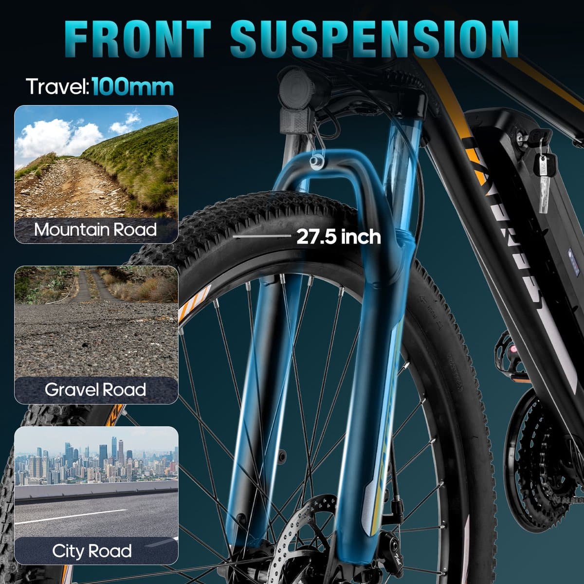 Fafrees F28 MT E-MTB 27.5" 250W 36V14.5Ah - Elektrische stads- en mountainbike - Uniseks - 21 versnellingen - IPX4 waterbestendig thumbnail 6