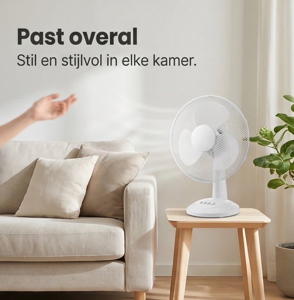 Cheqo® Tafelventilator - Ventilator - Bureauventilator - Fan - Tafel Ventilator - 3 Snelheden - Kantelbaar - Staande Ventilator - Wit - voor Verkoeling - Stille Ventilator - voor op Kantoor - voor Thuis - voor Slaapkamer - Tafelmodel thumbnail 4