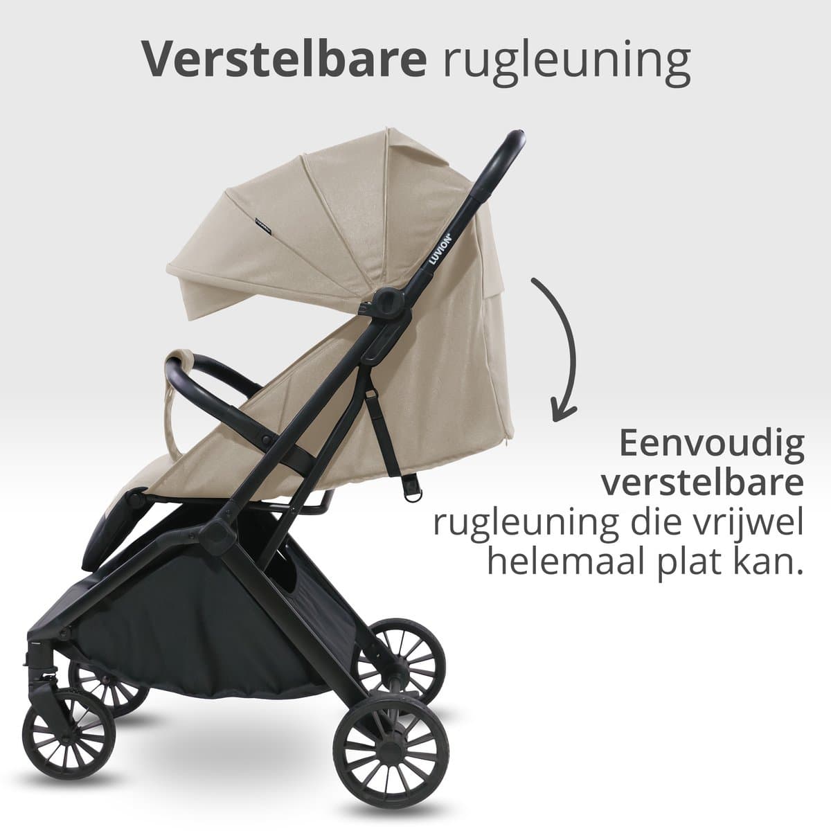 LUVION® Oslo Buggy - Plooibuggy lichtgewicht inklapbaar - Beige - Inclusief Gratis Travel Bag thumbnail 4