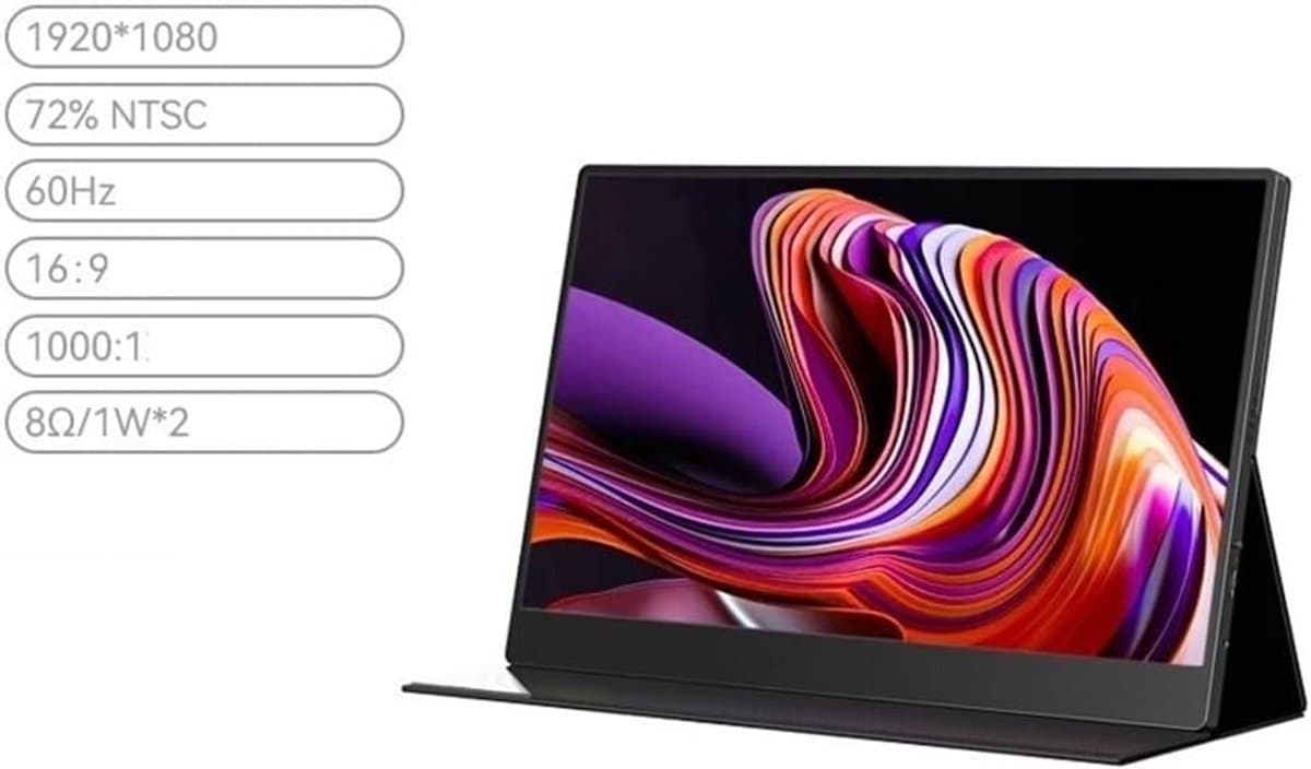Draagbare Monitor - Extern Beeldscherm - Productiviteit Vergroten - Full HD IPS - 15 Inch - Zwart thumbnail 4