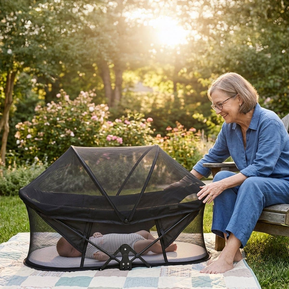 Deryan Infant Deluxe BabyBox Campingbedje - Matras en klamboe - Zwart thumbnail 6