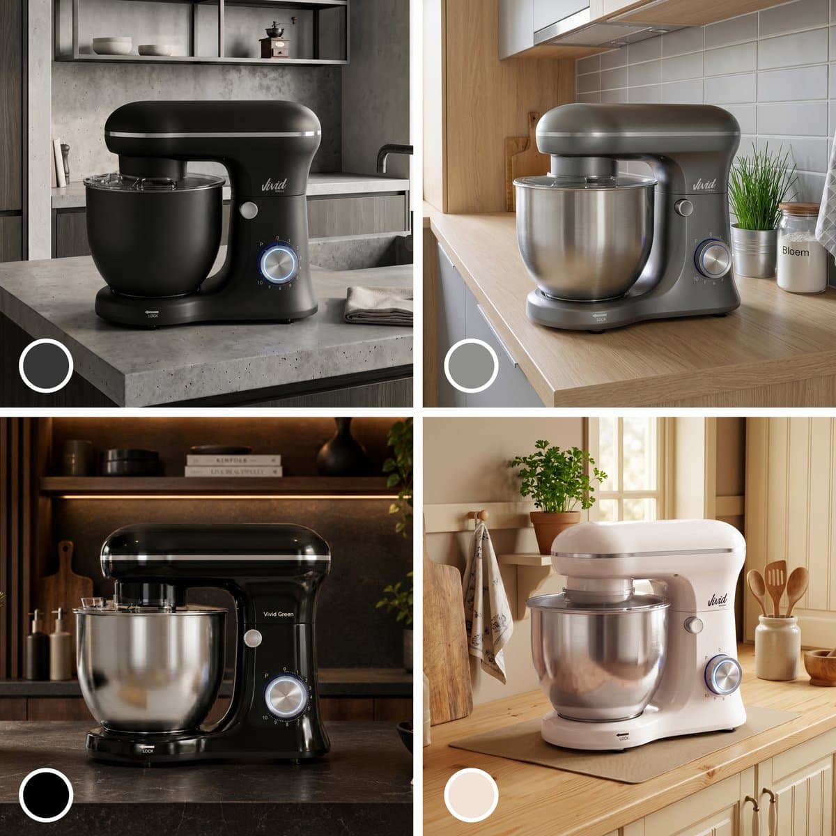 Vivid Green 1500W Keukenmixer - 5L Mengkom - 10 Snelheden - Keukenmachine - Keukenrobot - Rood thumbnail 7