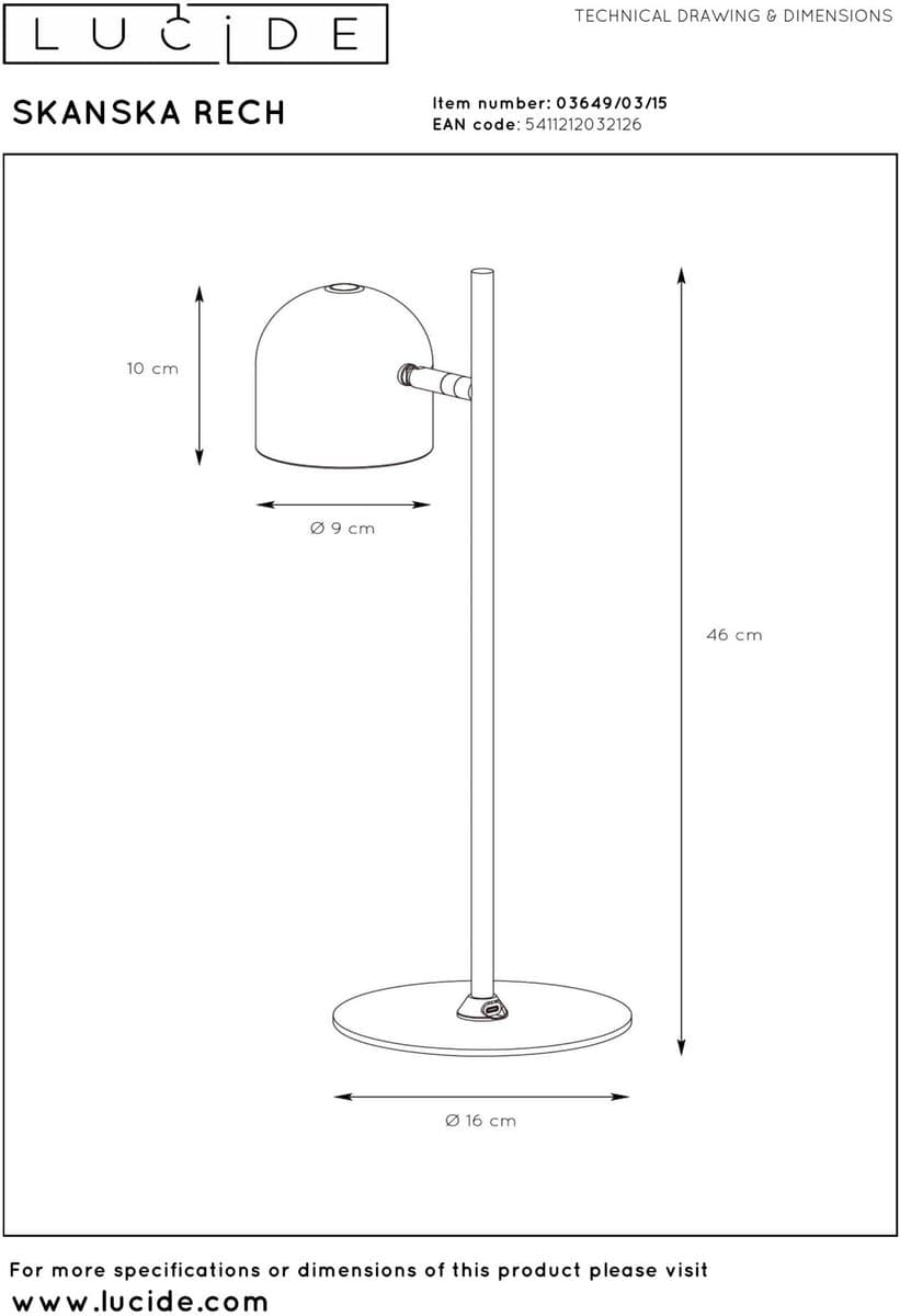 Lucide SKANSKA RECH - Oplaadbare Bureaulamp Binnen/Buiten - Accu/Batterij - LED Dimbaar - CCT - 1x3W 3000K/6000K - IP44 - Grijs ijzer thumbnail 6