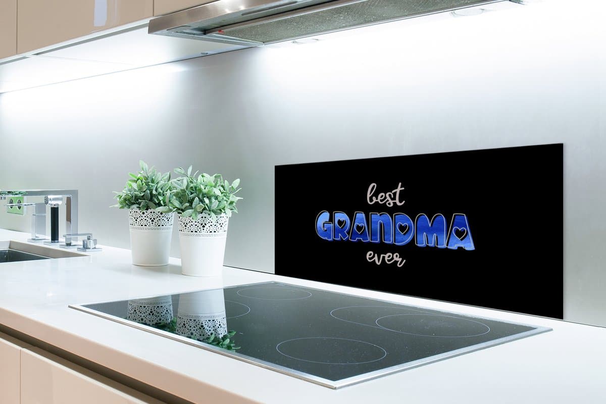Spatscherm keuken 80x40 cm - Kookplaat achterwand Spreuken - Oma - Best grandma ever - Quotes - Muurbeschermer - Spatwand fornuis - Hoogwaardig aluminium thumbnail 3