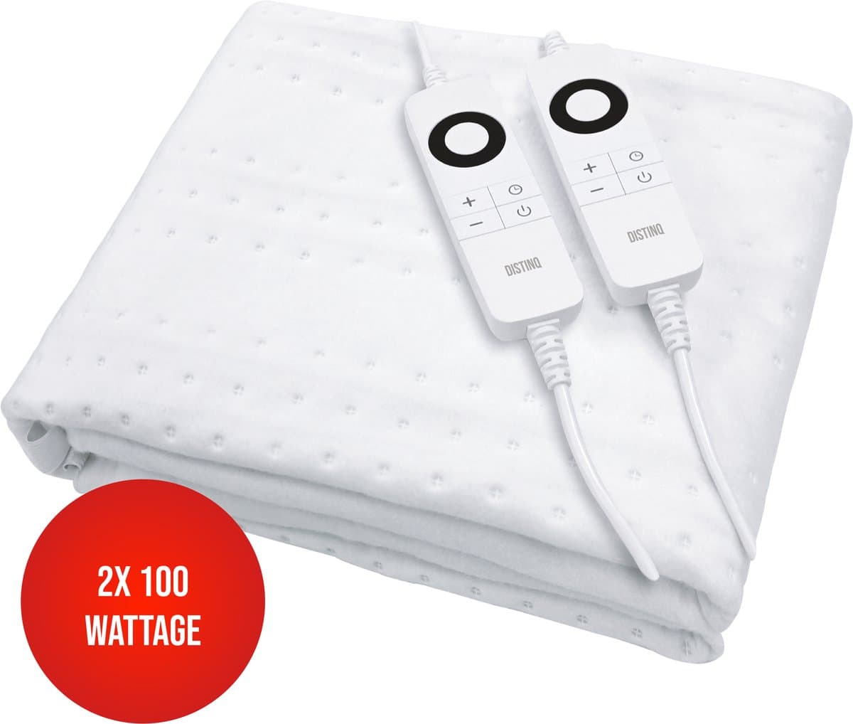 DistinQ Elektrische Onderdeken dubbel 100 Watt - 160x140 cm - tweepersoons - Automatische Uitschakeling - Oververhittingsbescherming - 5 Standen - onderdeken Wit thumbnail 2