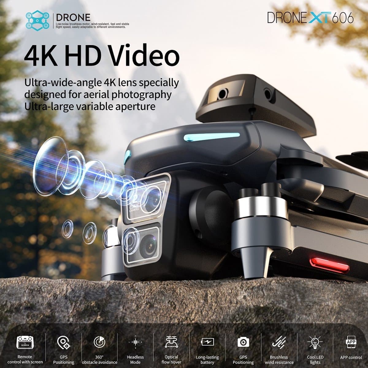 Mijia XT606 Drone 4K GPS HD Dubbele Camera met Gimbal, 360° Obstakelvermijding en 5.6" Scherm thumbnail 8