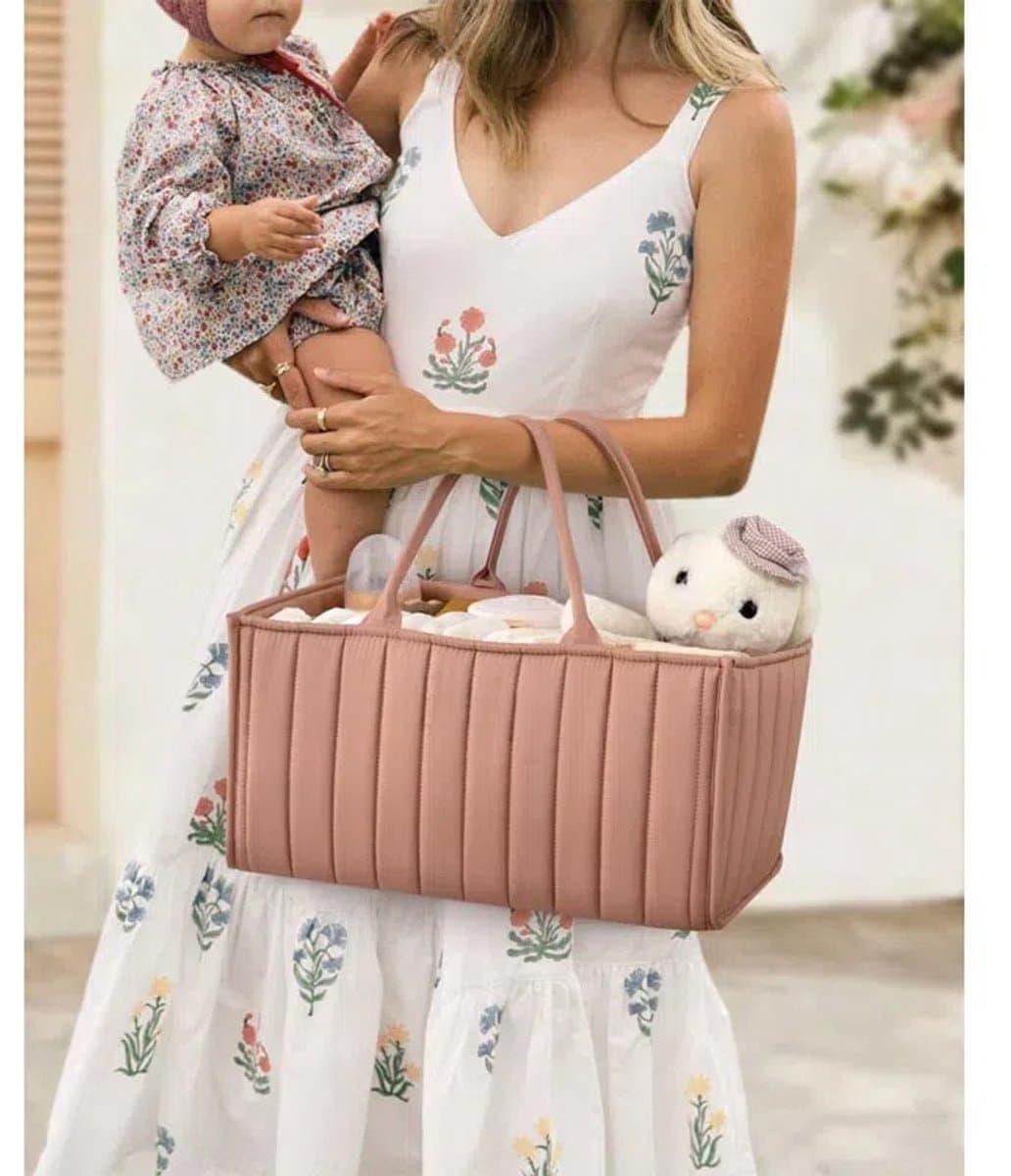 Luiertas Organizer Baby Luiermand Opbergmand met Verwijderbare Vakken & Handvat – Draagbare Luiertas voor Babyverzorging – Luiertafel Organizer – Babykamer Opbergbox thumbnail 4