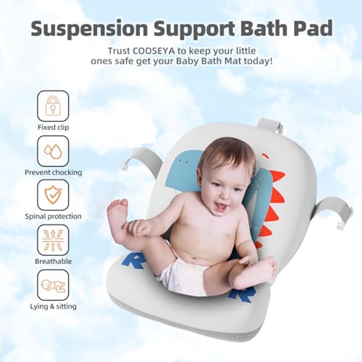 Opvouwbare babybadkuip voor pasgeborenen met thermometer en zacht drijvend kussen thumbnail 7