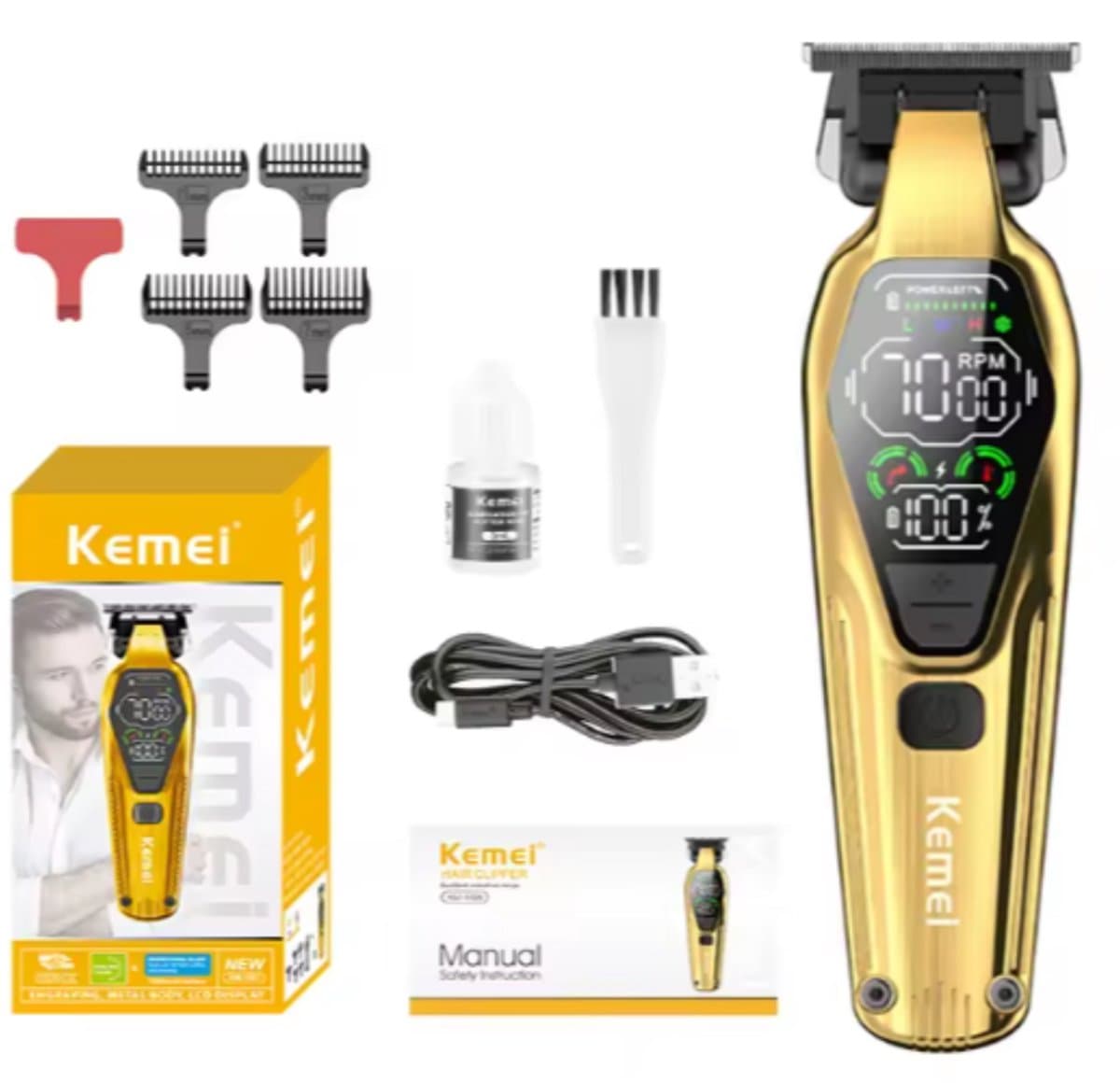 Kemei Tondeuse NEW - Draadloze Tondeuse - Professionele tondeuse - Haren Millimeteren - Contouren - Haren Scheren - Kapper Tondeuse - Kapper Kwaliteit - Baard Trimmer - Haar Trimmer - Beard and Hair Trimmer thumbnail 8