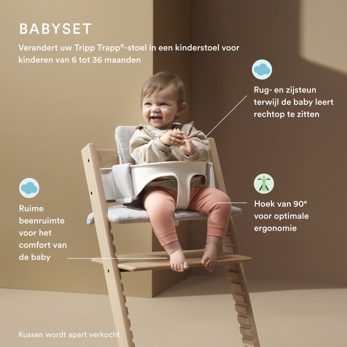 Stokke Tripp Trapp-kinderstoel, gletsjergroen (inclusief stoel en babyset2) met newbornset - veilig, verstelbaar, ergonomisch ontwerp thumbnail 6