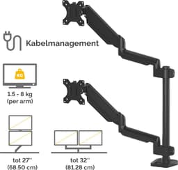 Productfoto van Fellowes Platinum dubbele monitorarm met gasveer