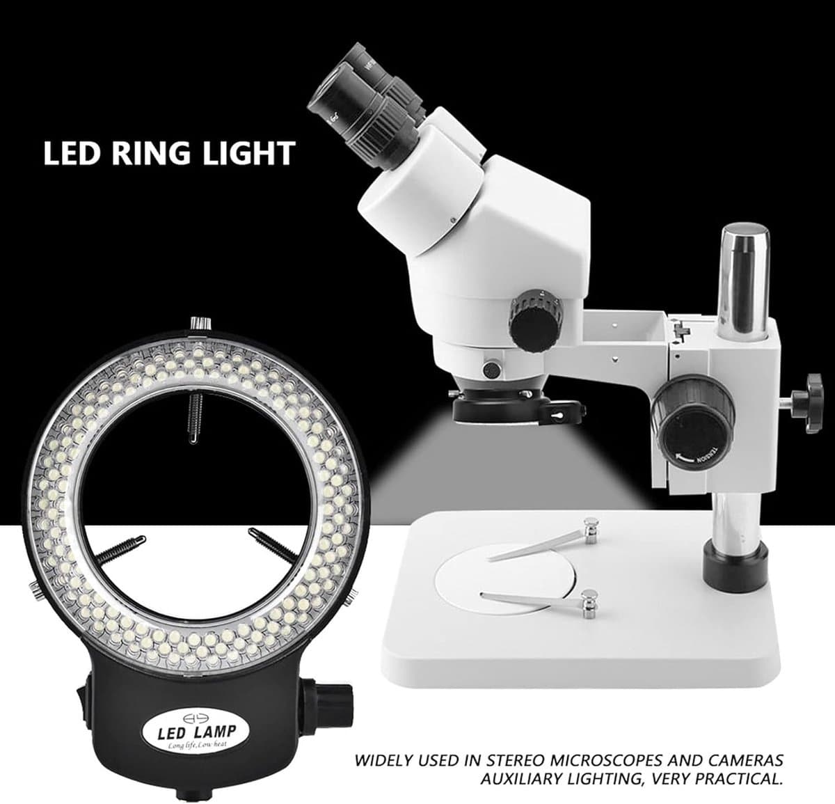 Thijox - Led-camera-lichtring met 144 LED-kralen, instelbare helderheid tot 18.000 lux, zwarte ringlamp voor microscopen en camera's, ideale verlichti thumbnail 3