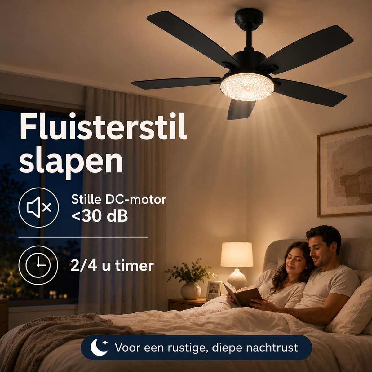 MUPOO Modern Zwart plafondventilator met verlichting Ø132 cm- plafonventilator afstandsbediening & APP -Stille DC Motor & 6 Snelheden-zomer- en winterstand-ventilator lamp plafond met Dubbelzijdige bladen Voor Woonkamer, Slaapkamer en Kantoor thumbnail 6