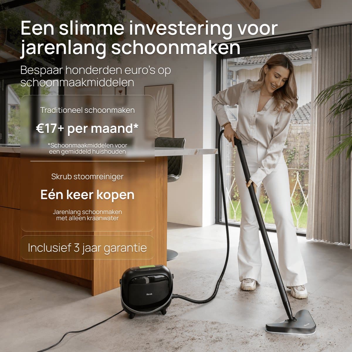 Skrub Stoomreiniger PRO – Tapijtreiniger – Handstomer – 1500W – Stoomdweil & Vloerreiniger – Carpet Cleaner met 20 Accessoires – 45 Min Stomen thumbnail 2