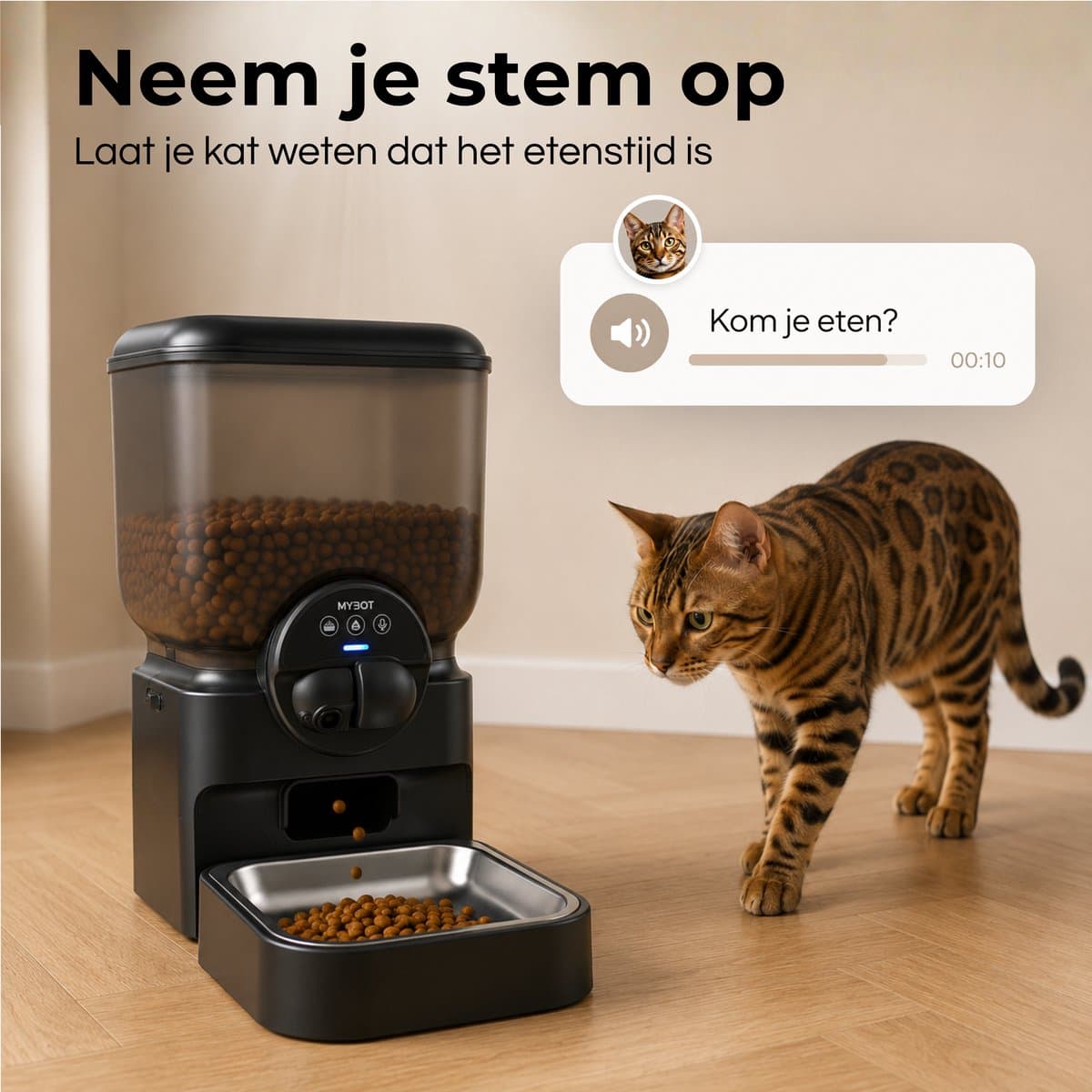 MYBOT Automatische Voerbak met Camera - Kat en Hond - Voerautomaat 6.5L - Verstelbare Camera via App - Oplaadbare Batterij - Voor Droogvoer - Zwart - P5 thumbnail 5