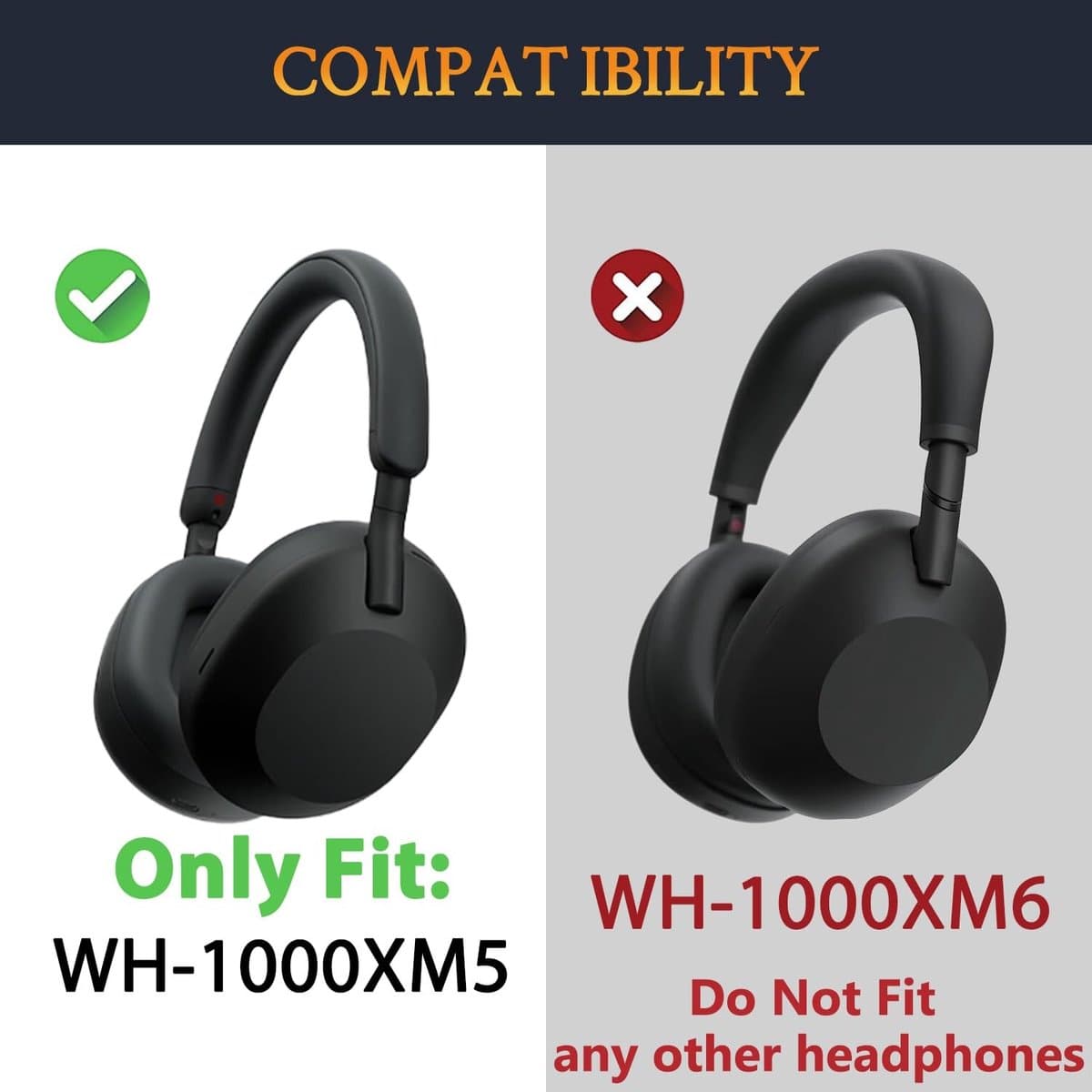 Dailygoods - SOULWIT vervangende oorkussens met koelgel voor Sony WH-1000XM5 (WH1000XM5) oorbeschermers, Earpads en Cushions met geluidsisolatieschuim met hoge dichtheid, toegevoegde dikte thumbnail 2