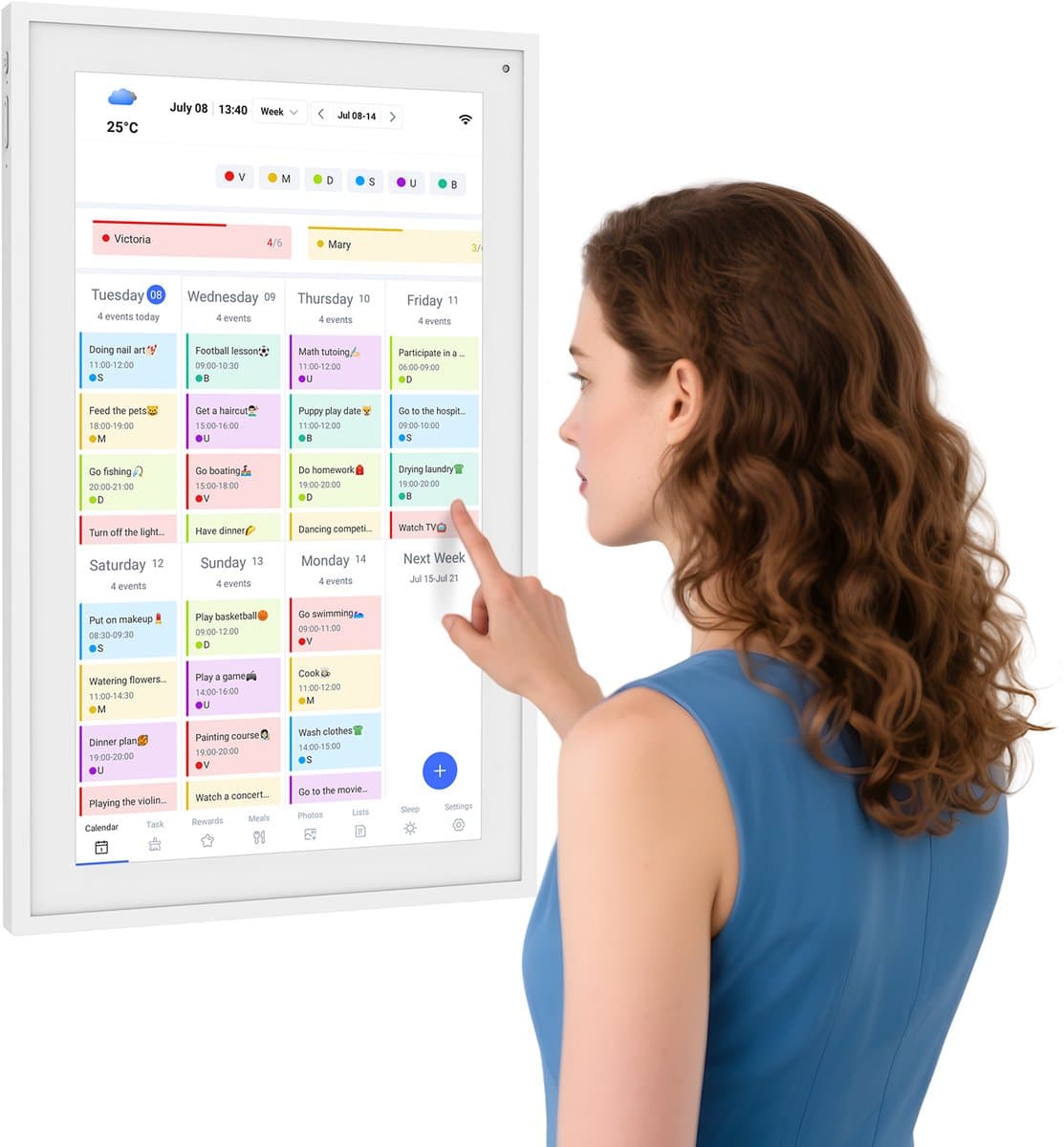 TABWEE P15 15,6" Digitale fotolijst Met Touchscreen – 1080P Full HD Slimme Gezinsplanner-Digitale Fotolijst & Takenlijst, Interactief Haarddisplay – Wand- en Bureaumontage Voor Naadloze Planning thumbnail 7