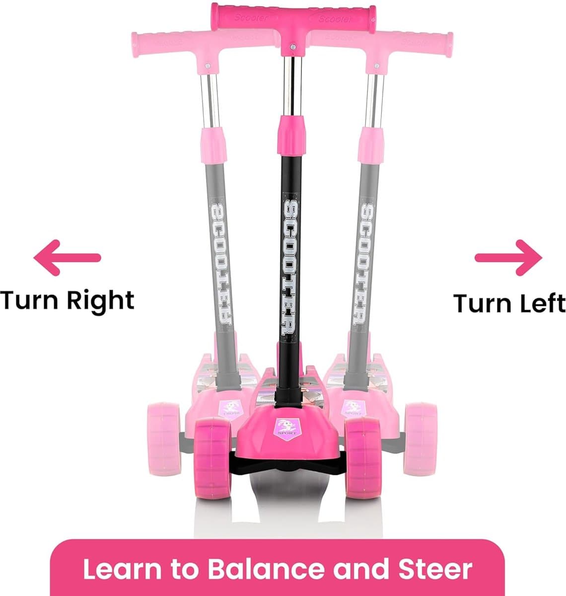 IBBO® - 3 wiel scooter - Kinderstep met in hoogte verstelbaar stuur - Opvouwbare, driewielige, gloeiende balansscooter - Jongens/Meisjes - Rood - Autoped - Scooter thumbnail 2