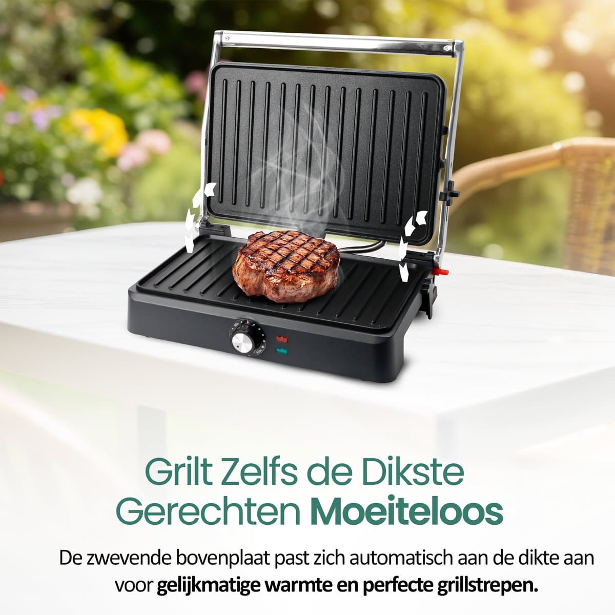 Emerio Contactgrill - Tosti Apparaat - Groot Grilloppervlak 34x24cm - Panini Grill - Tosti IJzer CG-130859 - RVS / Zwart thumbnail 7