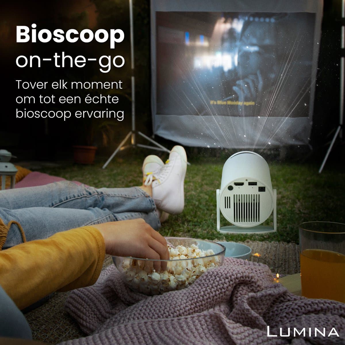 Lumina® Pro Mini Beamer 2026 – Android 14 Smart Projector met Google Playstore – Thuisbioscoop – Voor iOS & Android – WiFi 6 & Bluetooth 5.4 – Wit thumbnail 5
