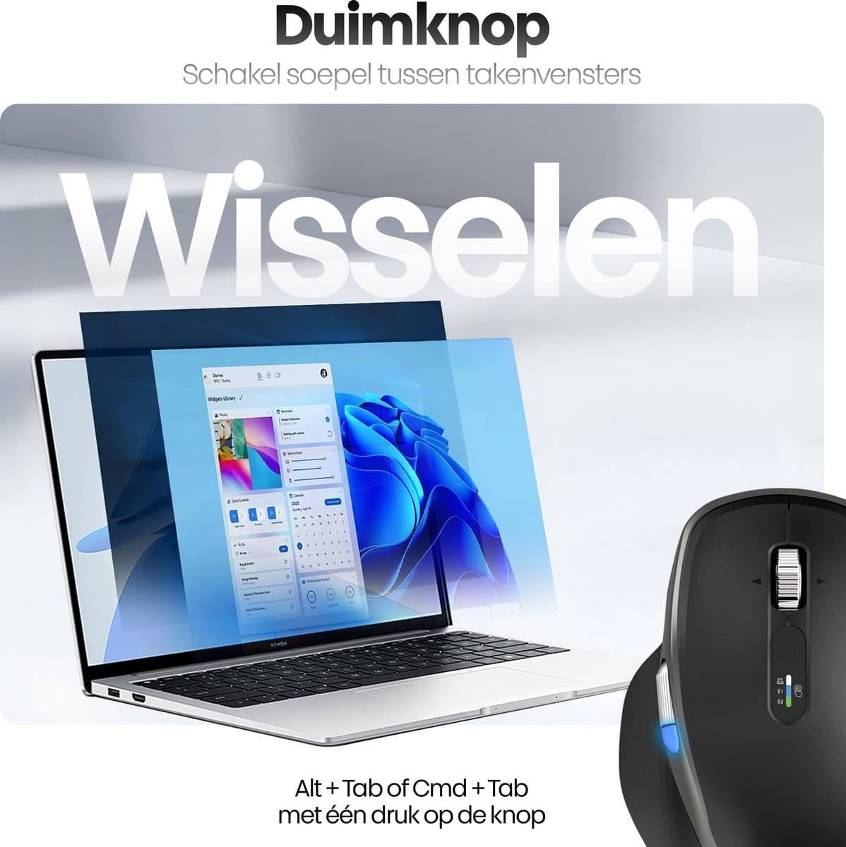 Phreeze Master 3S Draadloze Ergonomische Muis - Bluetooth & USB - Computermuis Oplaadbaar - Stille Muis met Horizontaal Scrollwiel & Snel Scrollen thumbnail 7