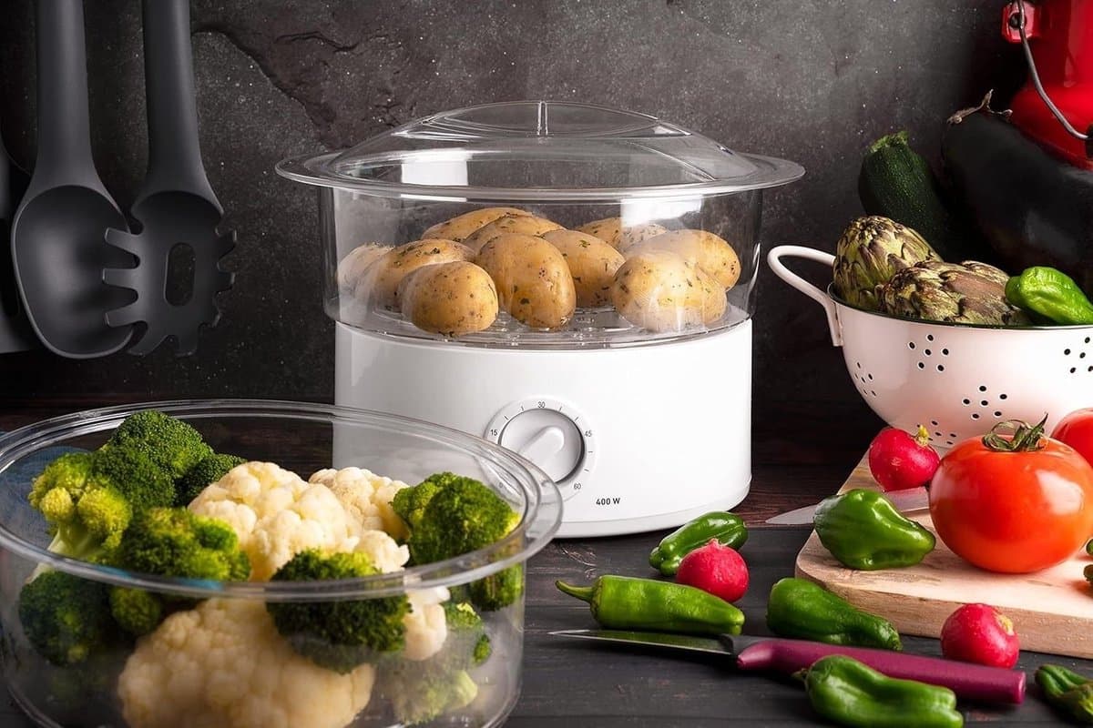 SNJY® Stoomkoker - Foodprocessor - Multicooker - 400 W - Wit thumbnail 4