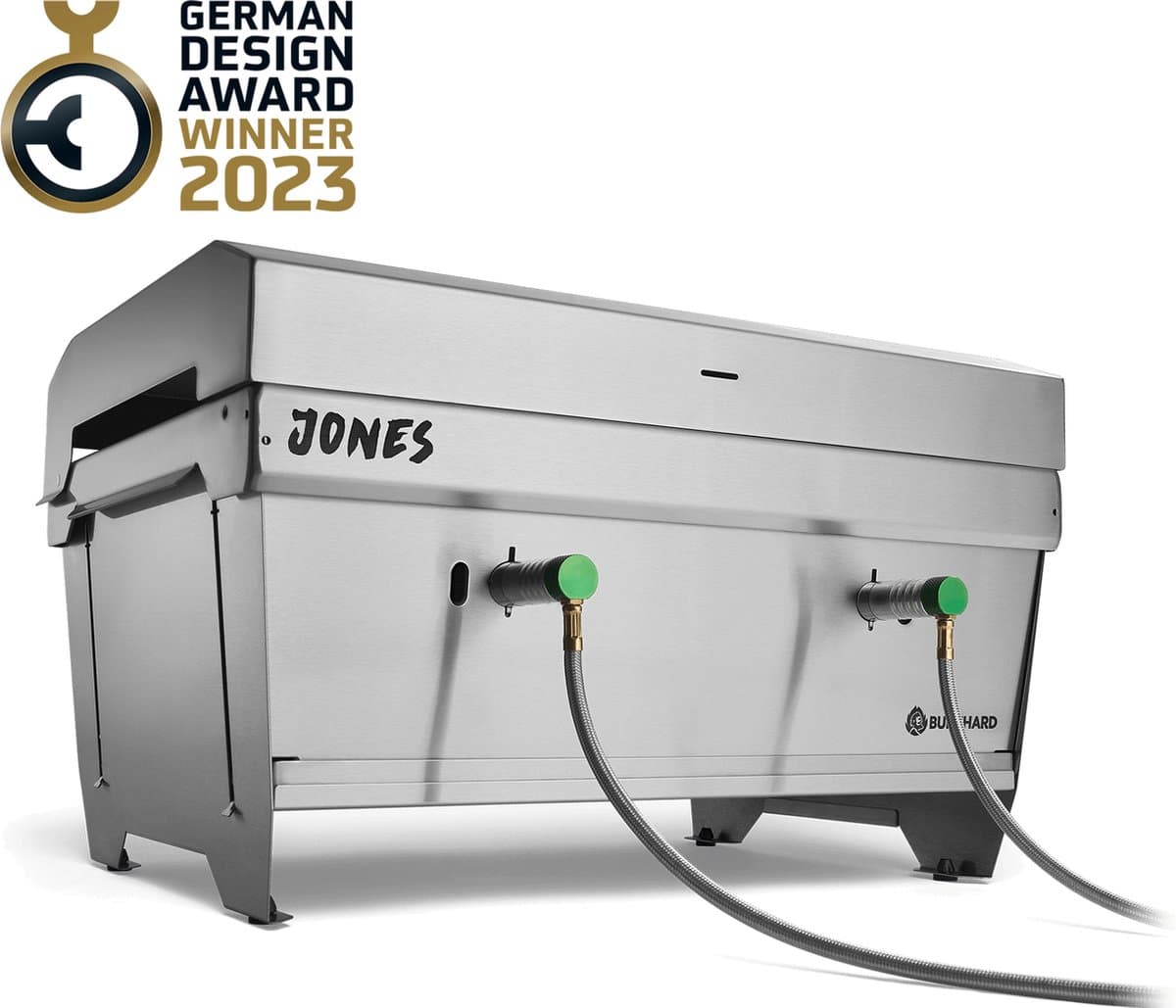 Burnhard Inklapbare 2-Branders Gasbarbecue, 6,4 kW - 500°C - RVS - Incl. tas en multitool - Jones met Deksel thumbnail 2