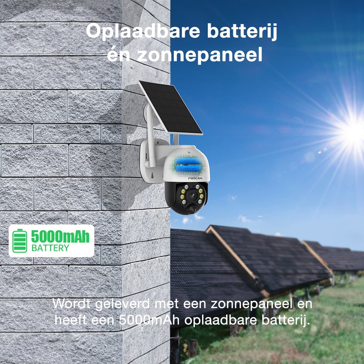 Foscam B4: draadloze 2K camera met zonnepaneel en pan/tilt thumbnail 8