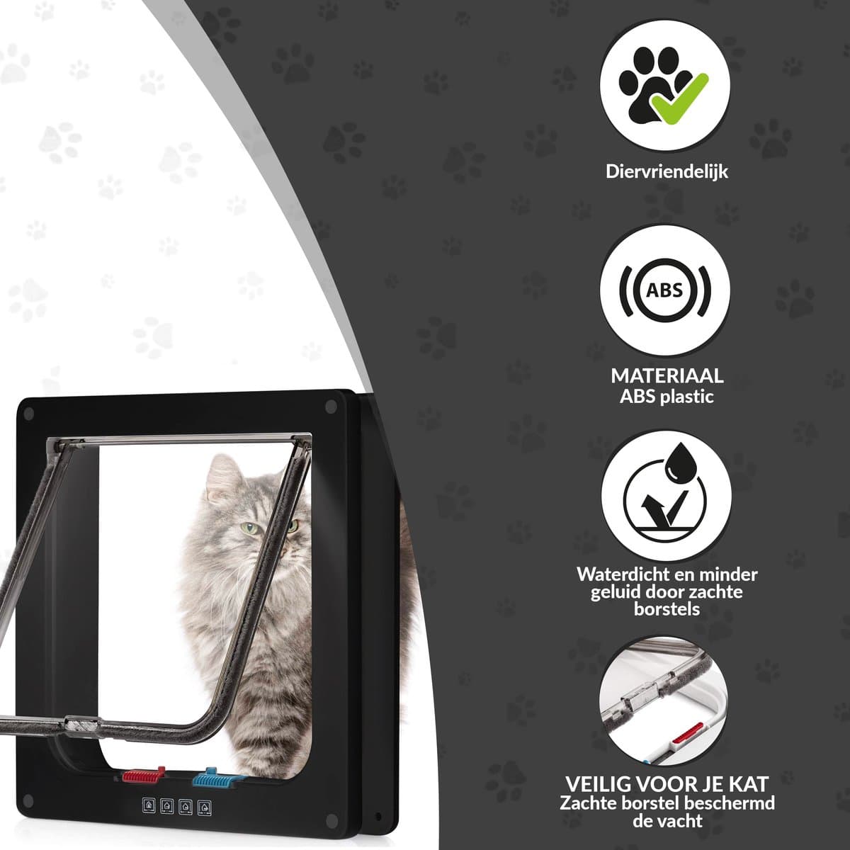 Lunspets – Kattenluik met Tunnel en Magnetische Sluiting – 23.5×25.5×5.5 cm - Waterdicht - Zwart thumbnail 2