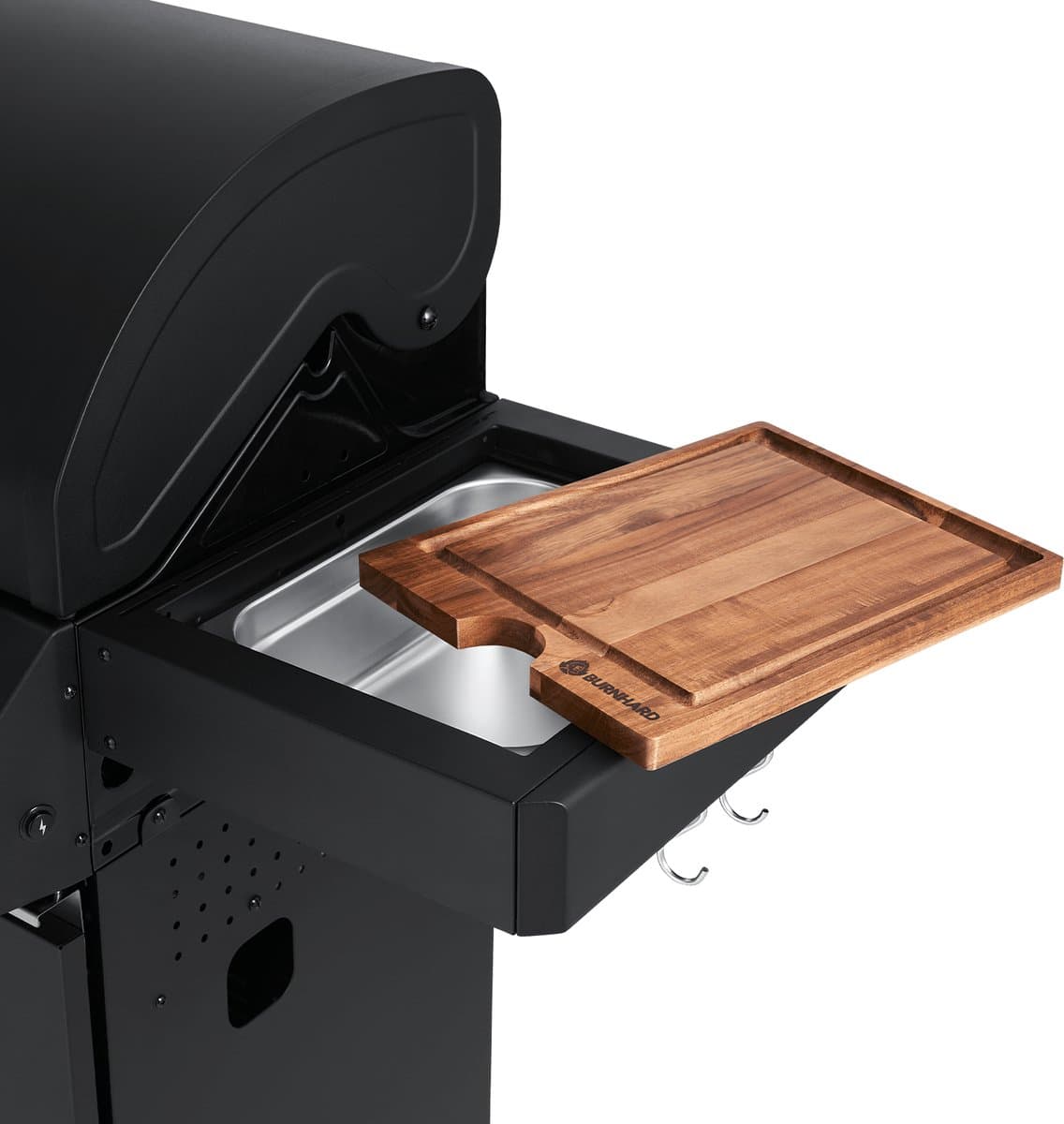 BURNHARD® 2 Branders gasbarbecue FRED Jr. Black Series 3, incl. 900°C keramische infraroodbrander, gietijzeren grillrooster + inklapbare zijtafels thumbnail 2